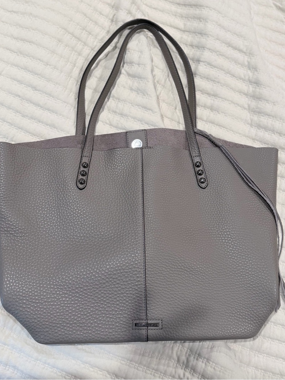 Rebecca Minkoff Pebbled Leather Tote in Slate Gray